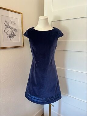 Miss B by Busy Bees Navy Velvet Mod Mini Dress